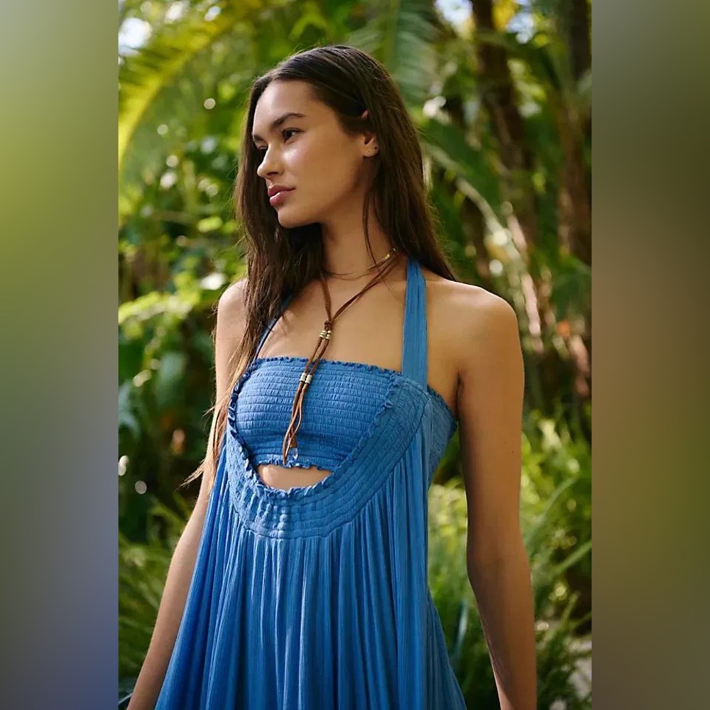 Free People Kauri‎ Maxi Blue Dress Size Small - Picture 4 of 6
